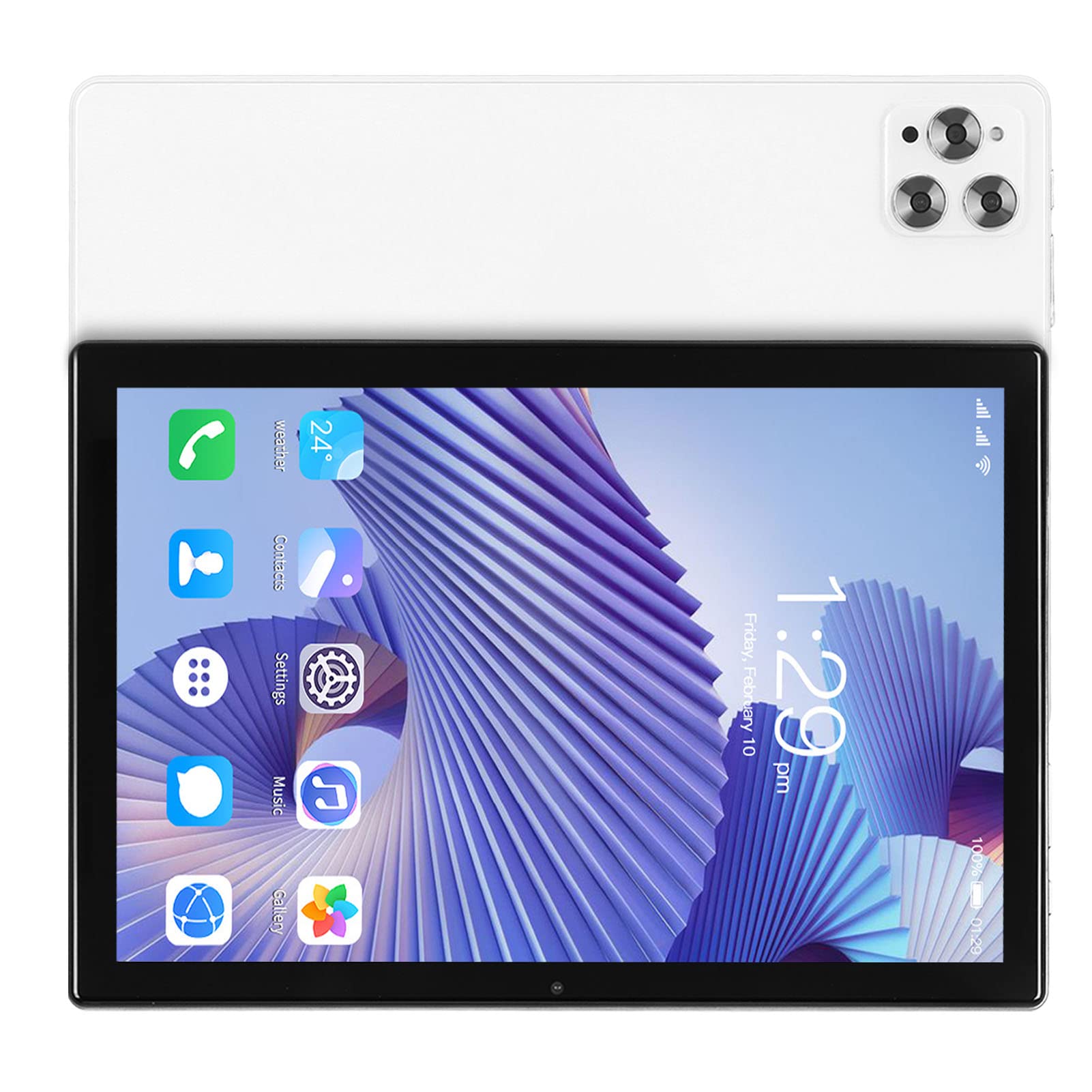 White FHD 10.1 Inch Tablet, Octa Core, 8GB RAM, 256GB ROM, Dual Camera, 4G LTE, BT Keyboard, 7000mAh Battery (US Plug)