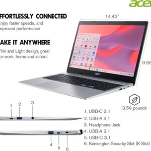 acer Chromebook Light Laptop 2023, 14" FHD Touchscreen IPS, Dual-Core Intel Celeron N4020, 4GB RAM, 128GB Storage (64GB eMMC + 64GB SD), Webcam, WiFi 5, 12+ Hr Battery, Chrome OS, w/MarxsolAccessory