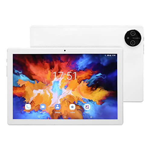 Airshi 10.1 Inch Tablet, Dual Camera 2 in 1 Tablet RGB Mouse 512GB Expandable MT6755 Octa Core with Stylus for Entertainment (White)