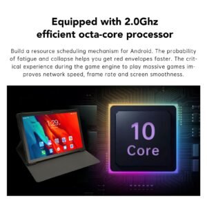 Luqeeg Tablet, 8 Core CPU 5G WiFi Blue 100-240V FHD Tablet Night Reading Mode for Travel (US Plug)