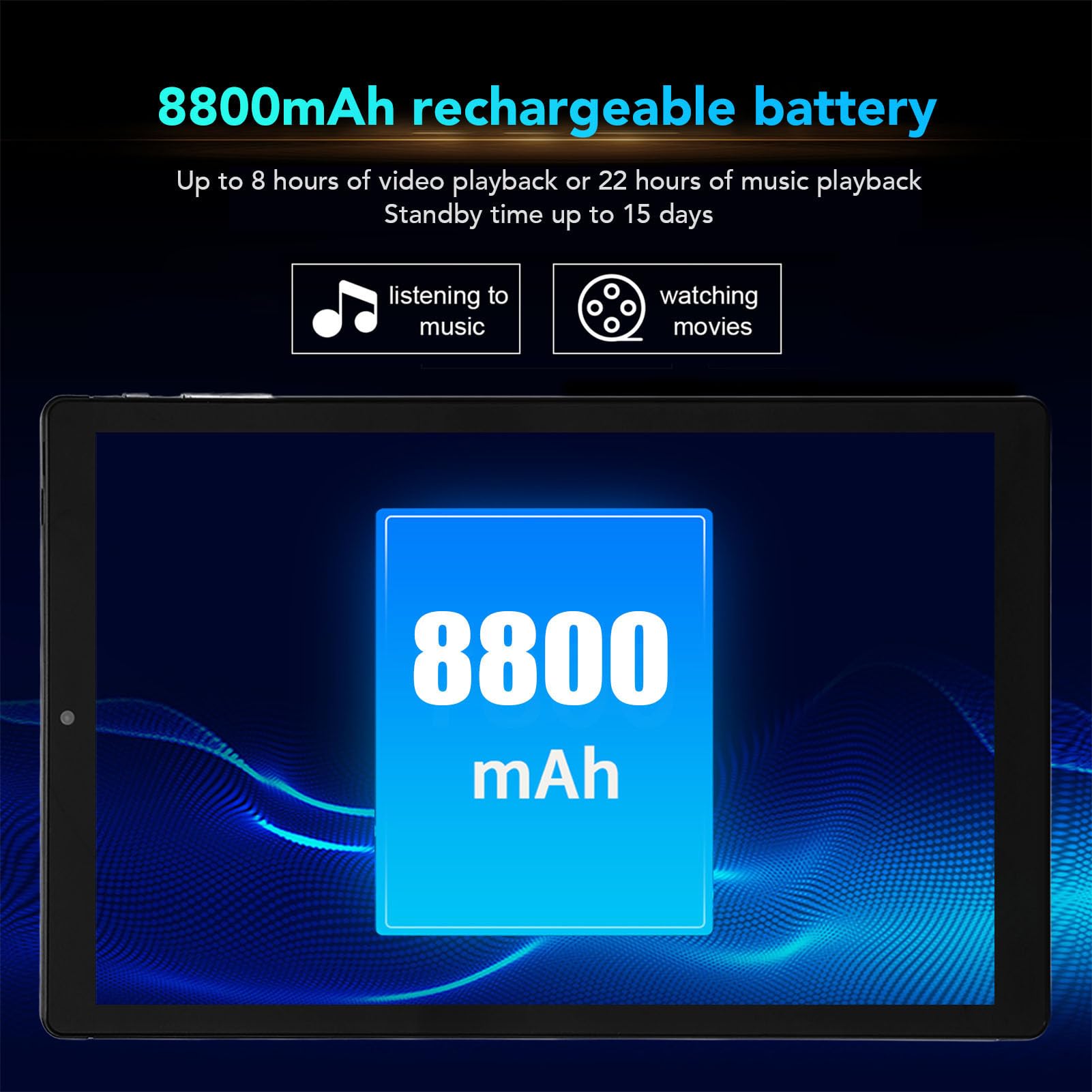 10.1 inch Tablet 6GB RAM 128GB ROM, Deca Core CPU, 5G WiFi, 2 in 1 Tablet PC withKeyboard,12.0, High Resolution Incell Display, Dual Speakers, Long Battery Life (Blue)