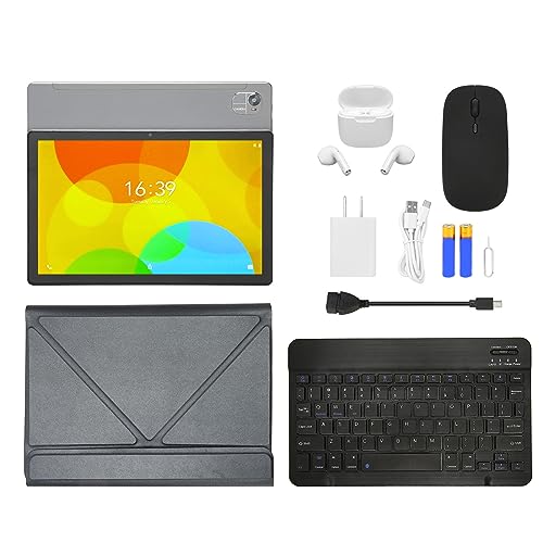 Luqeeg 2 in 1 Tablet, US Plug 100‑240V HD Tablet 4G LTE Octa Core CPU 12GB 256GB Memory, Mouse (US Plug)