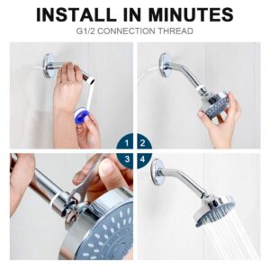 HOPOPRO NBC News Recommended 5 Modes High Pressure Shower Head 4.1 Inch High Flow Fixed Showerheads Bathroom Showerhead for Luxury Shower Experience Even at Low Water Pressure