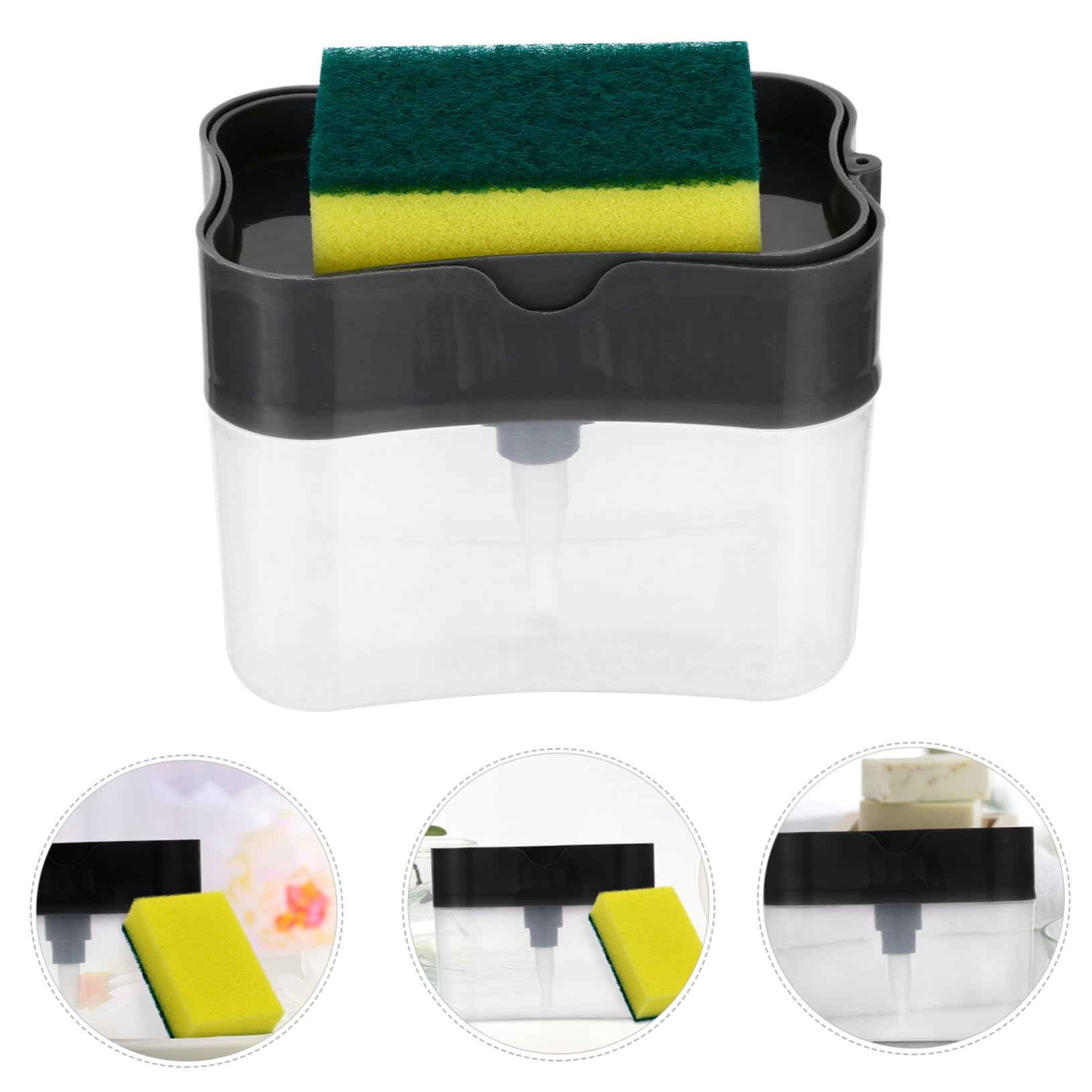 Beatifufu 1 Set soap Dispenser Sink Sponge Holders soap Pump Sponge Travel soap foamer Empty Pump Bottle Travel soap case Sink Tray Kitchen Countertop Organizer Plastic Sink Rack Automatic