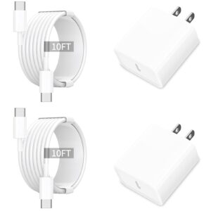 【mfi certified】iphone 15 charger fast charging, redpark 2pack pd 20w usb-c power type-c wall charger adapter + 10ft usb-c charge cable for iphone 15/15 plus/15 pro/15 pro max/ipad pro/air/mini/airpods