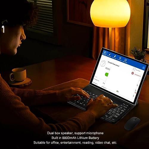 Acogedor 10.1 Inch 2 in 1Tablet with Keyboard, 128GB 1TB Expandable, 13+8MP Dual Camera, Newest Tablets PC with Case, Mouse, Stylus, 5G WiFi, IPS FHD Screen (US Plug)