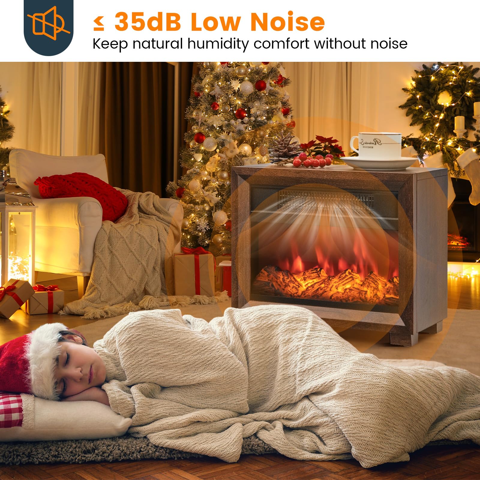 ORALNER Mini Electric Fireplace Heater for Indoor Use, 13 Inch Portable Fireplace Heater with Realistic Flame Effect, Overheat Protection, Compact Space Heater for Bedroom, 750W, Brown