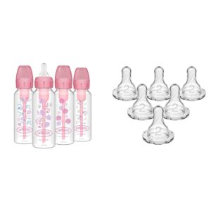 dr. brown's anti-colic baby bottles, nipples and accessories bundle | natural flow options+ narrow bottles with level 1 and level 2 silicone nipples