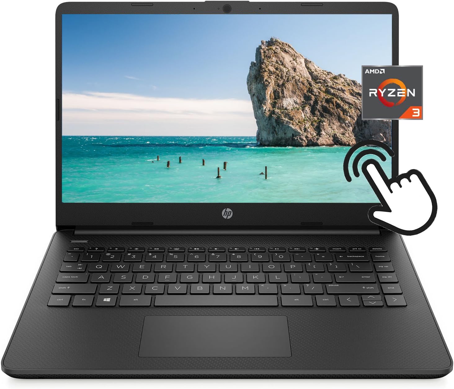 HP 2023 Newest 14" HD Touchscreen Micro-Edge Laptop Computer, AMD Ryzen 3 5300U 4-Core Processor, 16GB RAM, 1TB PCIe SSD, AMD Radeon Graphics, WiFi, Bluetooth, Webcam, Up to 10 Hours, Windows 11 S