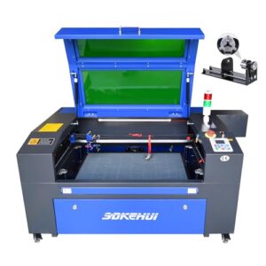 sdkehui 100w co2 laser cutter engraver + rotary axis, laser engraving machine with lightburn 28x20in 70x50cm autolift bed, autofocus,laser cutting machine for wood acrylic more