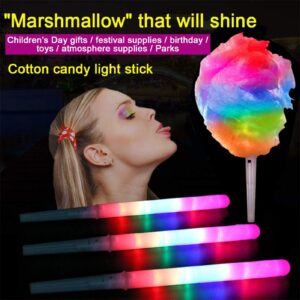 10 Pcs Cotton Candy Cones - Light Up Cotton Candy Sticks, 8 Patterns Colorful LED Flashing Glow Sticks for Cotton Candy Maker, Reusable Safety Food Grade Light Up Sticks Party Favors Decorations
