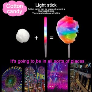 10 Pcs Cotton Candy Cones - Light Up Cotton Candy Sticks, 8 Patterns Colorful LED Flashing Glow Sticks for Cotton Candy Maker, Reusable Safety Food Grade Light Up Sticks Party Favors Decorations