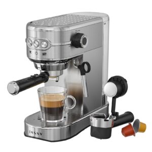 jassy espresso coffee maker 20 bar cappuccino machine with milk frother for home barista brewing for espresso/cappuccino/latte/mocha with 35 oz removable water tank/1450w