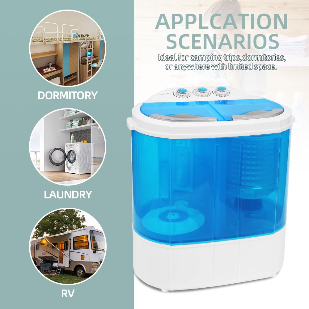 Portable Washer Mini Washing Machine 13lbs Twin Tub Portable Clothes Washing Machines for Laundry, Dorms, College, RV, Camping