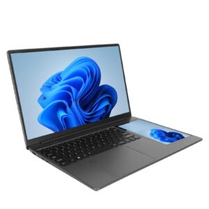 zopsc 15.6in uhd double screen laptop for win 11, 7in touchscreen laptop computer with camera, 16gb ram, 2.9ghz quad core 7000mah. 100‑240v (16+512g us plug)