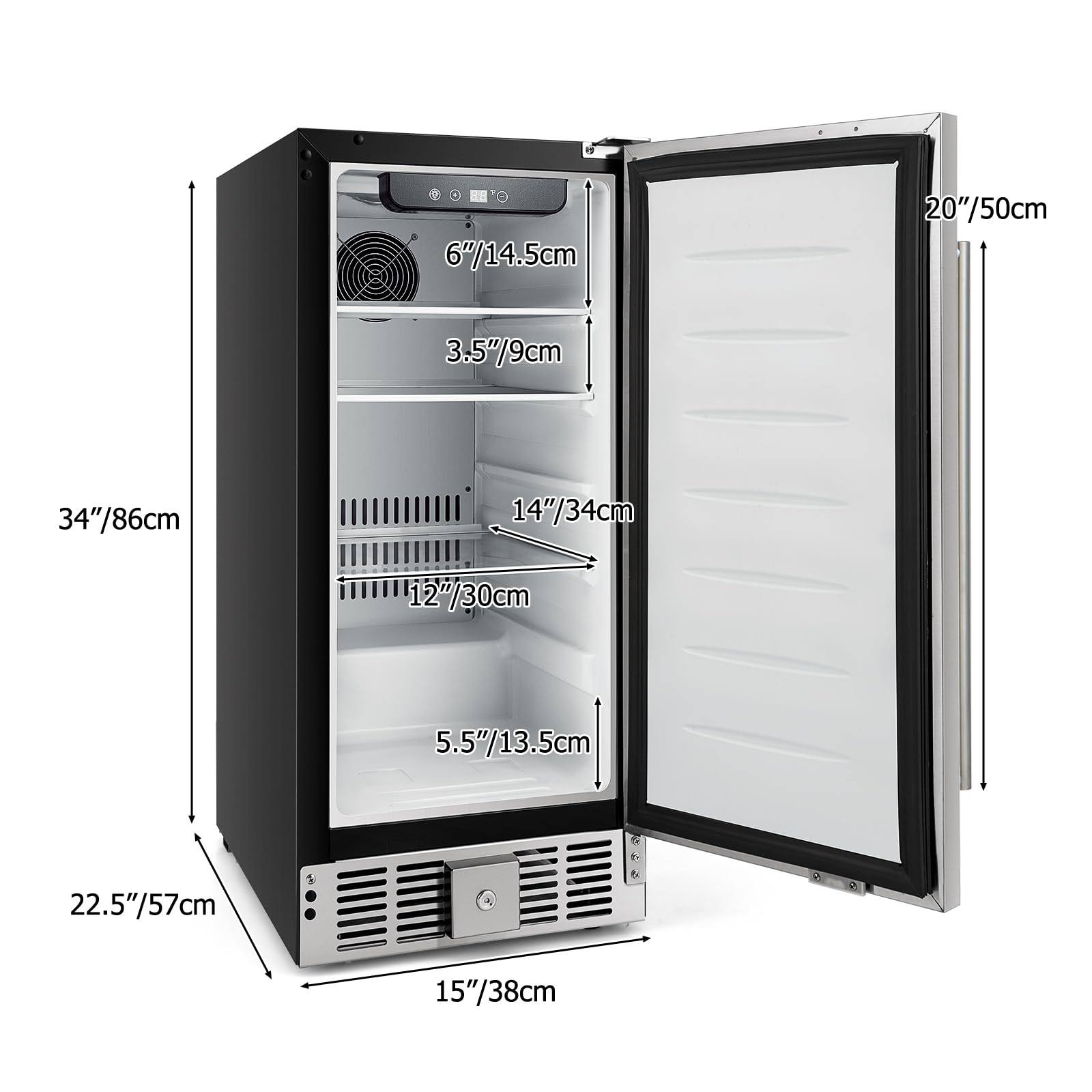 KOTEK 115 Cans Beverage Refrigerator, 32 to 50℉, Under Counter Freestanding Beverage Cooler w/Lockable Stainless Steel Door for Drinks and Food, 2.9 Cu.ft, Mini Beer Fridge for Bedroom, Dorm, Home