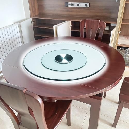 EMENAR 20/30/40inch Heavy Duty Tempered Glass Lazy Susan Turntable, Round Dining Table Serving Tray, Kitchen Serving Plate 360° Rotatable (Size : 60cm/24in)