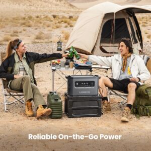 UGREEN Portable Power Station PowerRoam 2200, 2048Wh LiFePO4 Power Station with Expandable Capacity, 6 x 2400W AC Outlets, Solar Generator for Outdoor Camping/Home Backup/RVs (Solar Panel Optional)