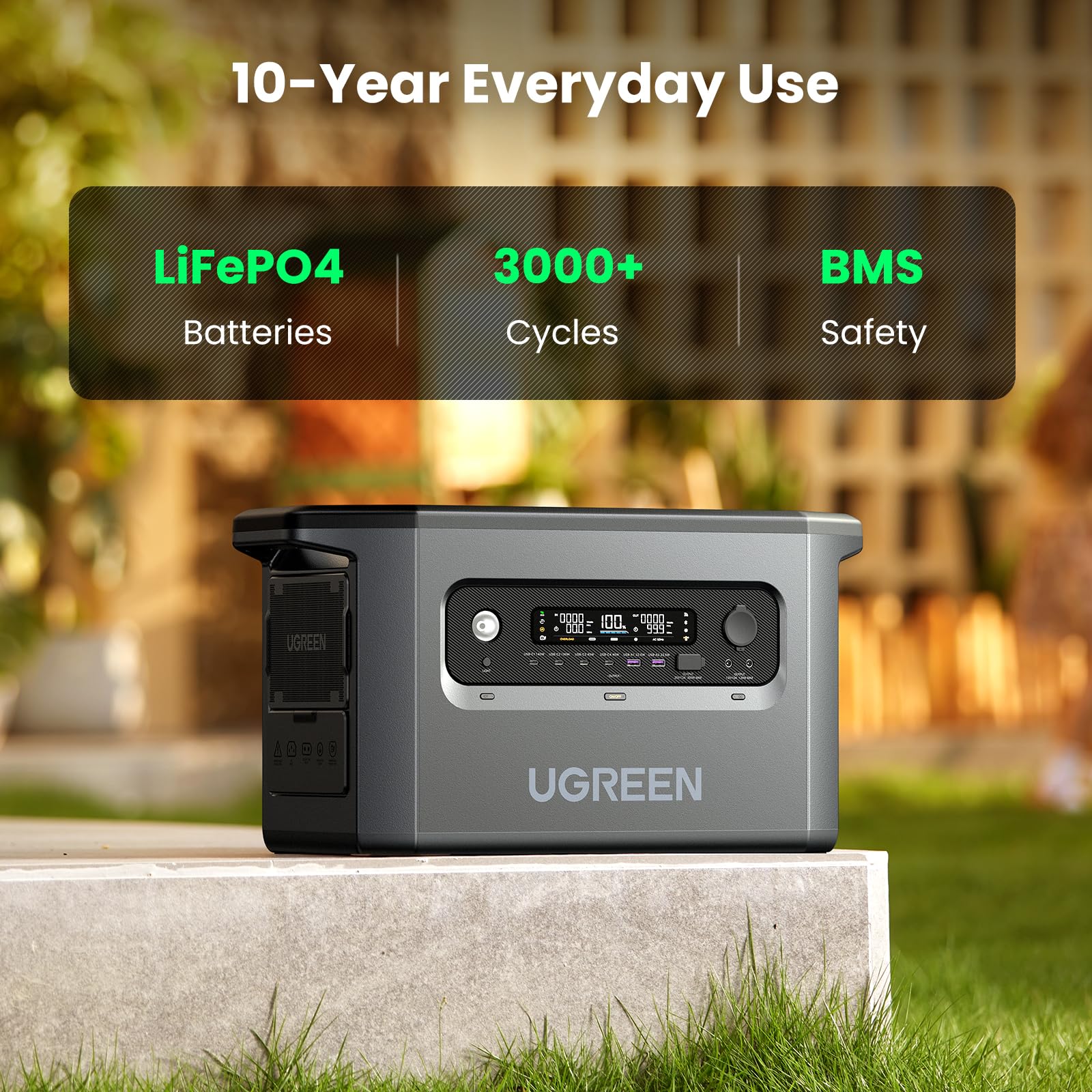 UGREEN Portable Power Station PowerRoam 2200, 2048Wh LiFePO4 Power Station with Expandable Capacity, 6 x 2400W AC Outlets, Solar Generator for Outdoor Camping/Home Backup/RVs (Solar Panel Optional)