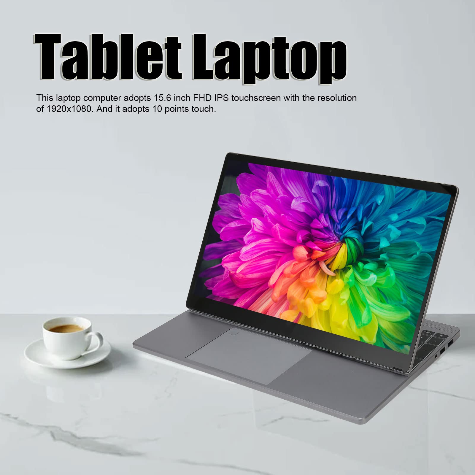 Office Laptop, Tablet Laptop 12GB DDR5 RAM 15.6in Touchscreen Fingerprint Reader for Travel (US Plug 256GB)
