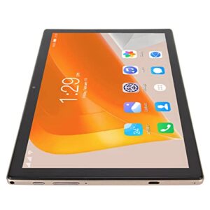 Luqeeg 2 in 1 Tablet, Dual SIM Dual Standby Gold 100‑240V Octa Core CPU 10.1 Inch FHD Tablet 128GB Expandable 4G Calling 5G WiFi for Work (US Plug)