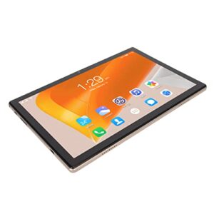 Luqeeg 2 in 1 Tablet, Dual SIM Dual Standby Gold 100‑240V Octa Core CPU 10.1 Inch FHD Tablet 128GB Expandable 4G Calling 5G WiFi for Work (US Plug)