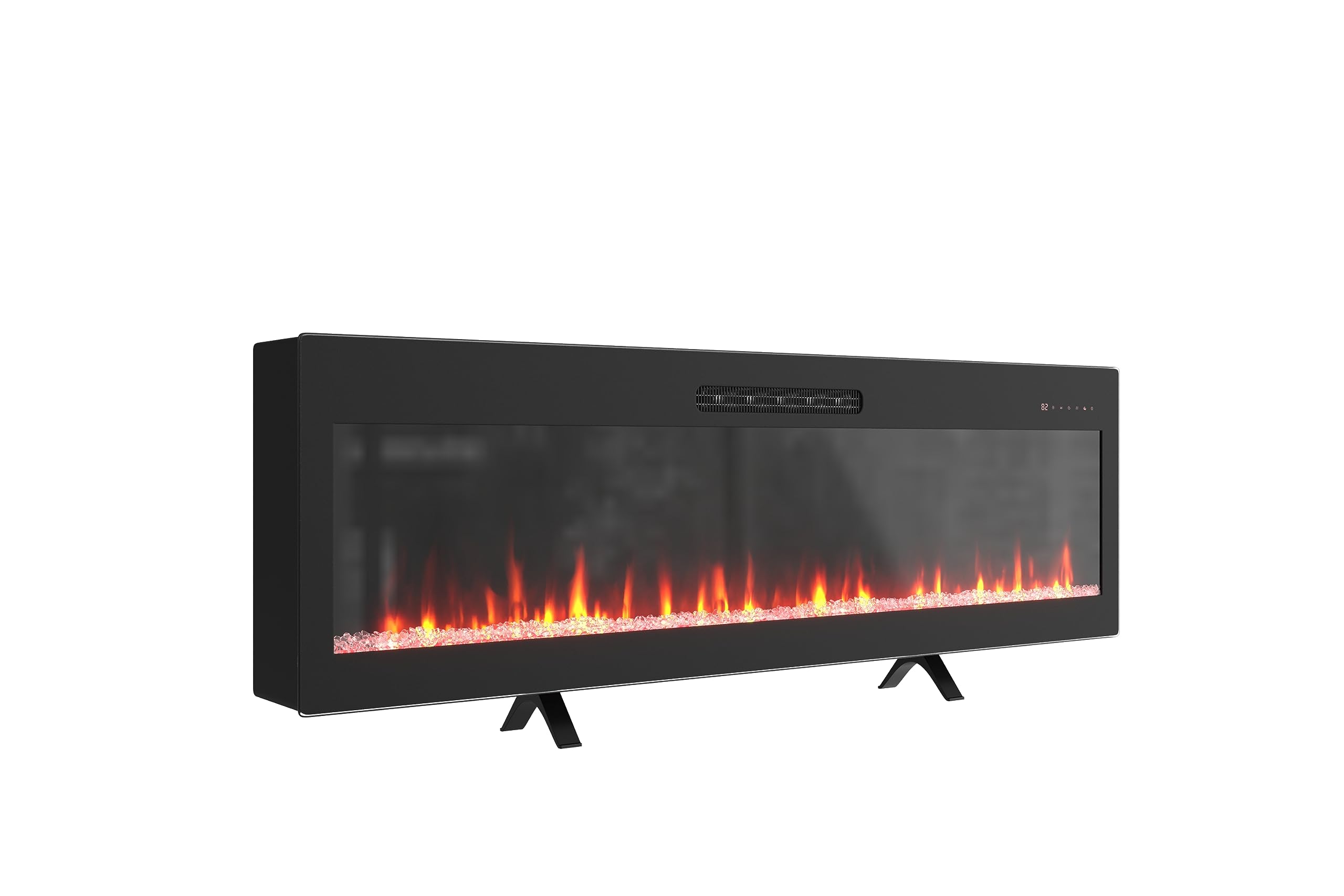 Bridgevine Home 60 inch Recessed and Wall Mounted Electric Fireplace - Modern Touch Screen Fireplace Insert with Adjustable Flame Color and Speed. Includes a Remote Control with Timer.