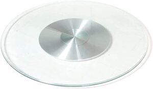 lazy susan turntable, tempered glass round rotating tray for kitchen dining table, with aluminum alloy base, smoothly spins (color : transparent, size : 60cm)