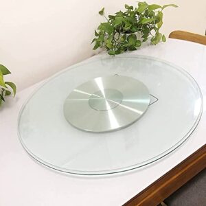 Lazy Susan Turntable, Tempered Glass Round Rotating Tray For Kitchen Dining Table, With Aluminum Alloy Base, Smoothly Spins (Color : Transparent, Size : 60cm)