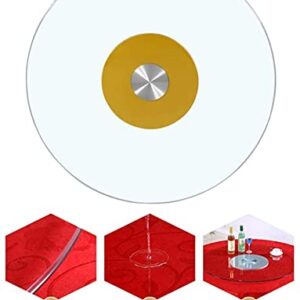 Lazy Susan turntable rotating tray, 10mm tempered glass plate and thicked aluminum alloy bearing, flexible rotation, Silent (Color : Gold, Size : 60cm/23.5in)