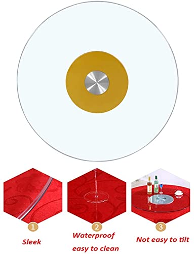 Lazy Susan turntable rotating tray, 10mm tempered glass plate and thicked aluminum alloy bearing, flexible rotation, Silent (Color : Gold, Size : 60cm/23.5in)