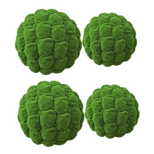 Garneck 4 Pcs Artificial Moss Balls Fish Tank Decoration Wedding Moss Balls Garden Moss Decor Fake Rock Fake Ferns Sphere Moss Hanging Balls Simulation Plastic Flower Arrangement Window