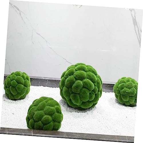 Garneck 4 Pcs Artificial Moss Balls Fish Tank Decoration Wedding Moss Balls Garden Moss Decor Fake Rock Fake Ferns Sphere Moss Hanging Balls Simulation Plastic Flower Arrangement Window