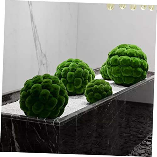 Garneck 4 Pcs Artificial Moss Balls Fish Tank Decoration Wedding Moss Balls Garden Moss Decor Fake Rock Fake Ferns Sphere Moss Hanging Balls Simulation Plastic Flower Arrangement Window