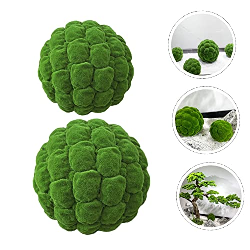 Garneck 4 Pcs Artificial Moss Balls Fish Tank Decoration Wedding Moss Balls Garden Moss Decor Fake Rock Fake Ferns Sphere Moss Hanging Balls Simulation Plastic Flower Arrangement Window