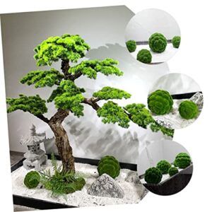 Garneck 4 Pcs Artificial Moss Balls Fish Tank Decoration Wedding Moss Balls Garden Moss Decor Fake Rock Fake Ferns Sphere Moss Hanging Balls Simulation Plastic Flower Arrangement Window