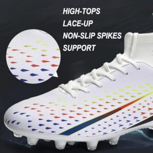 MEBAMY Men’s Football Cleats Professional Futsal Training Lightweight Soccer Shoes Comfortable High-top Spikes Sneakers FG AG Soccer Turf Outdoor Indoor Training Competion Breathable Soccer Boots