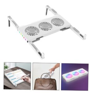 Mikikit Cooling Base Laptop Stand Holder Laptop Ventilated Support Computer Mount USB Laptop Cooler Led Laptop Stand Cooler Laptop Led Stand Laptop Cooler Stand White Cooling Pad Air Abs