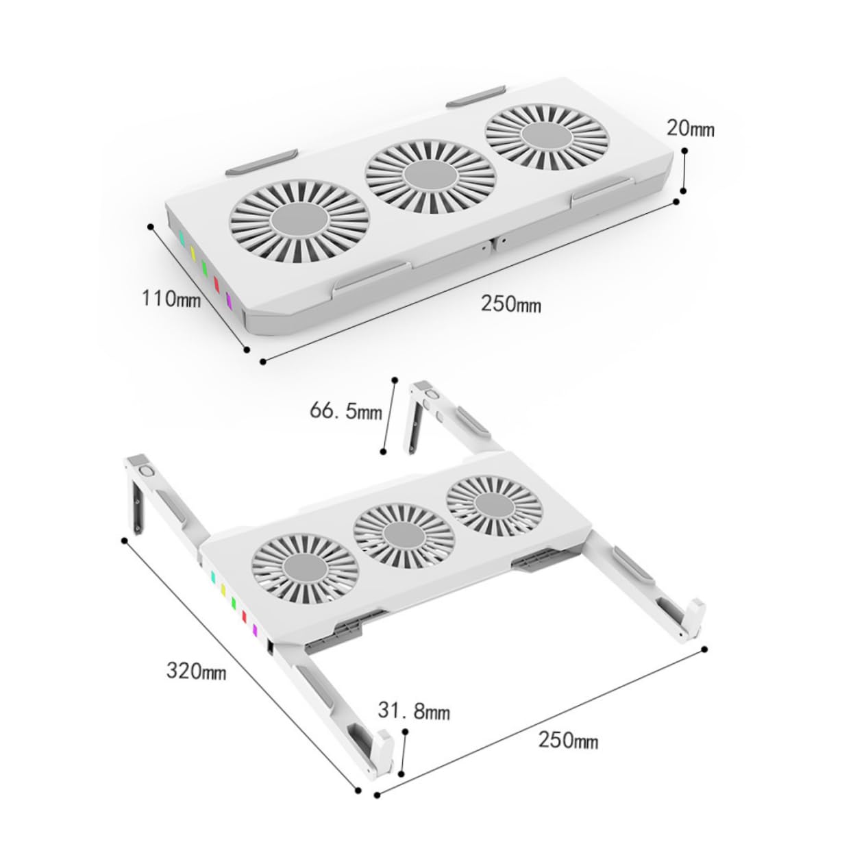 Mikikit Cooling Base Laptop Stand Holder Laptop Ventilated Support Computer Mount USB Laptop Cooler Led Laptop Stand Cooler Laptop Led Stand Laptop Cooler Stand White Cooling Pad Air Abs