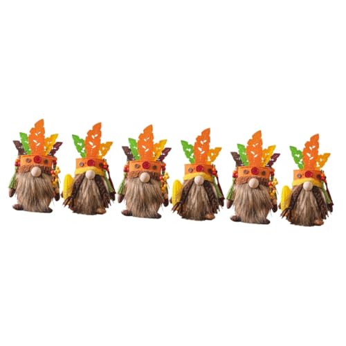 Abaodam 6 Pcs Dwarf Chief Ornaments Thanksgiving Plush Decor Holiday Gnomes Thanksgiving Gnome Decorations Fall Table Centerpieces Denmark Norway Nisse Doll Tom Halloween Foam Elder