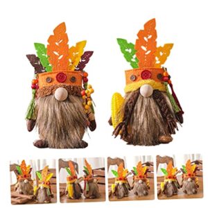 Abaodam 6 Pcs Dwarf Chief Ornaments Thanksgiving Plush Decor Holiday Gnomes Thanksgiving Gnome Decorations Fall Table Centerpieces Denmark Norway Nisse Doll Tom Halloween Foam Elder