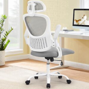 sweetcrispy office computer desk managerial executive chair, ergonomic mid-back mesh rolling work swivel chairs with wheels, comfortable lumbar support, comfy arms for home,bedroom,study,student,black