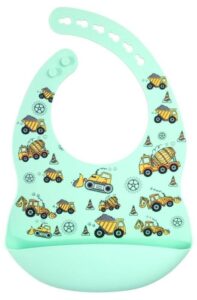 saori corp. silicone feeding bibs |silicone bib, unisex, storage pocket | dishwasher safe waterproof adjustable. flexibles(santa)