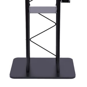 Metal Podium Pulpit with Storage Shelf and A Cup Holder,Curved Podium Metal Black Lectern Podium Stand Portable for Schools, Conference Podium,Stages,Churches,Classrooms 23.8x15.9x47inch