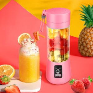 Portable Blender, Personal Blender for Shakes & Smoothies Kitchen, Personal Size Blenders with USB Rechargeable Mini Fruit Juice Mixer, Juicer Smoothie Bottles Travel, PINK