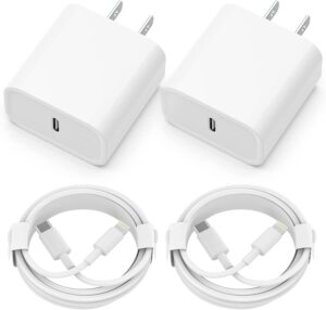 2 pack mfi certified 20w pd usb c wall chargers + 3ft * 2 lightning cables for iphone 14/13/12/11/pro max/xs xr/plus (pack of 2)