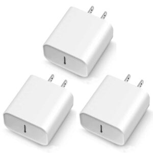 3pack 20w usb c charger block pd 3.0 type c wall charging power adapter charging for iphone 15/14/13/12/11/x/xs pro max s23/s21/s20 android phone