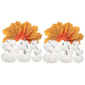 garneck 2 sets artificial pumpkin tablescape decor garland decor halloween props thanksgiving maple leaves foam pumpkin mini halloween pumpkin simulation pumpkin decor decorative pumpkin