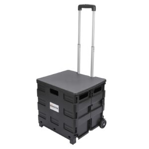 deaotek wheels rolling crate - collapsible rolling cart folding teacher rolling bag box for store and transport your tools files books school supplies, holds 75 lbs