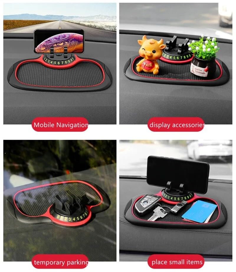 Multifunction Car Anti-Slip Mat Auto Phone Holder, Car Phone Mount Silicone Car Pad Mat, Universal Multifunction Car Dashboard Mat with Phone Holder in Car, for Phones, Keys, Gadgets (1 PC)